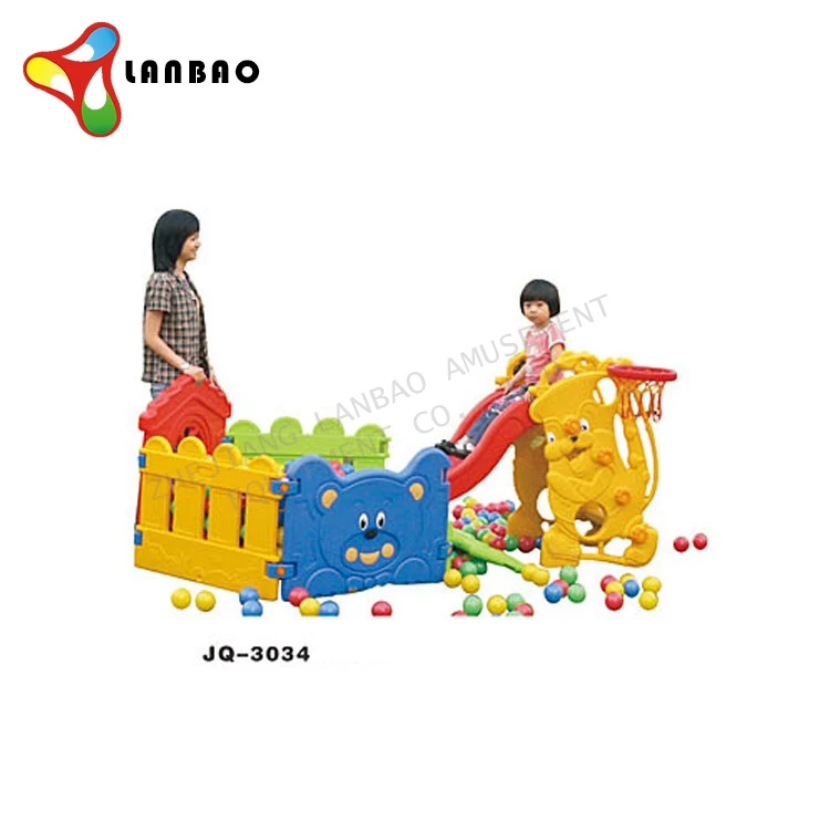 kindergarten playground Combination Yard outdoor indoor plastic slide with swing set