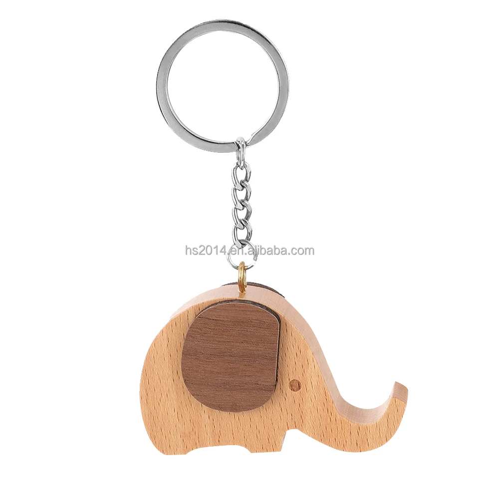 Custom Logo Cherry Koa Wood Keychain Keyring Custom Cute Elephant Keyrings For Handbag Holder