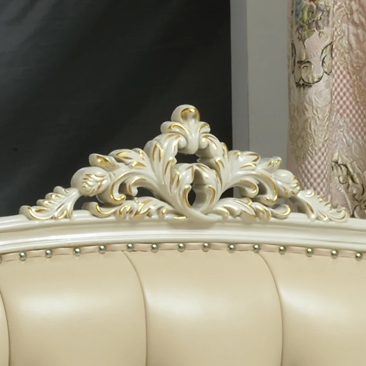 American Style Bedroom Furniture Design Solid Wood Double Leather Bed