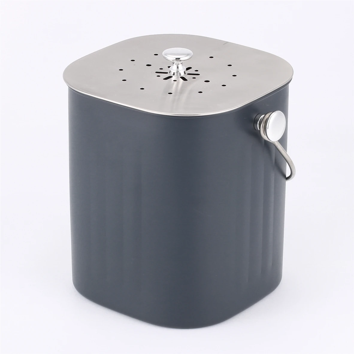 1.3Gallon Stainless steel Compost Pail/Kitchen Garden Countertop Compost bin Odor Absorbing Filters Included