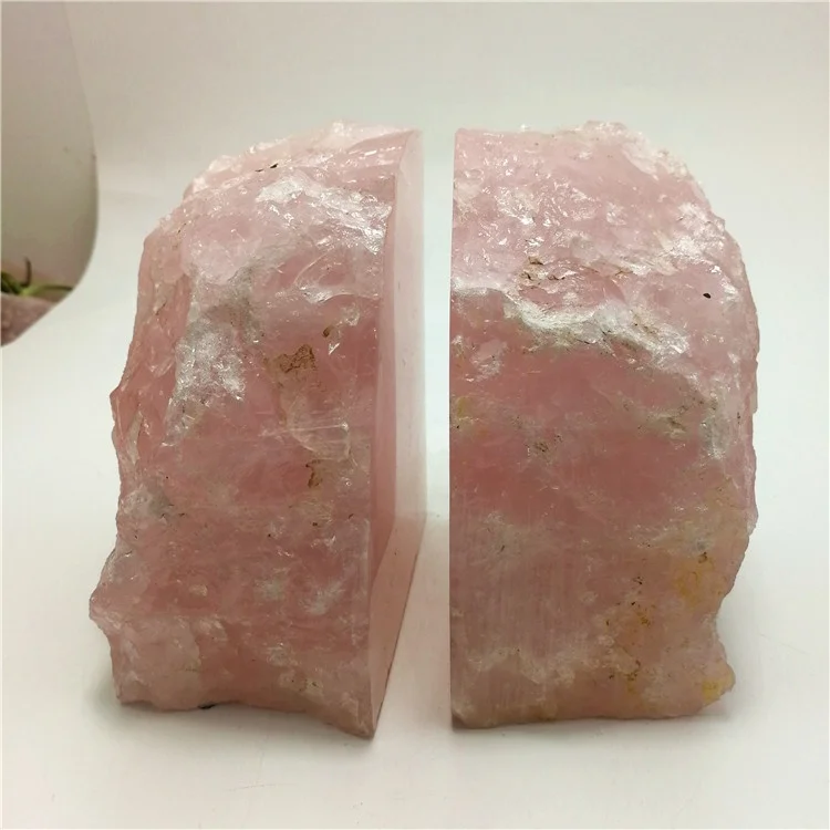 High Quality Natural Rose Quartz Bookend Stone Bookend For Desk Decoration