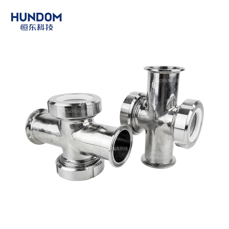 Factory direct sale stainless steel tri clamp 4 way sight glass tube fitting