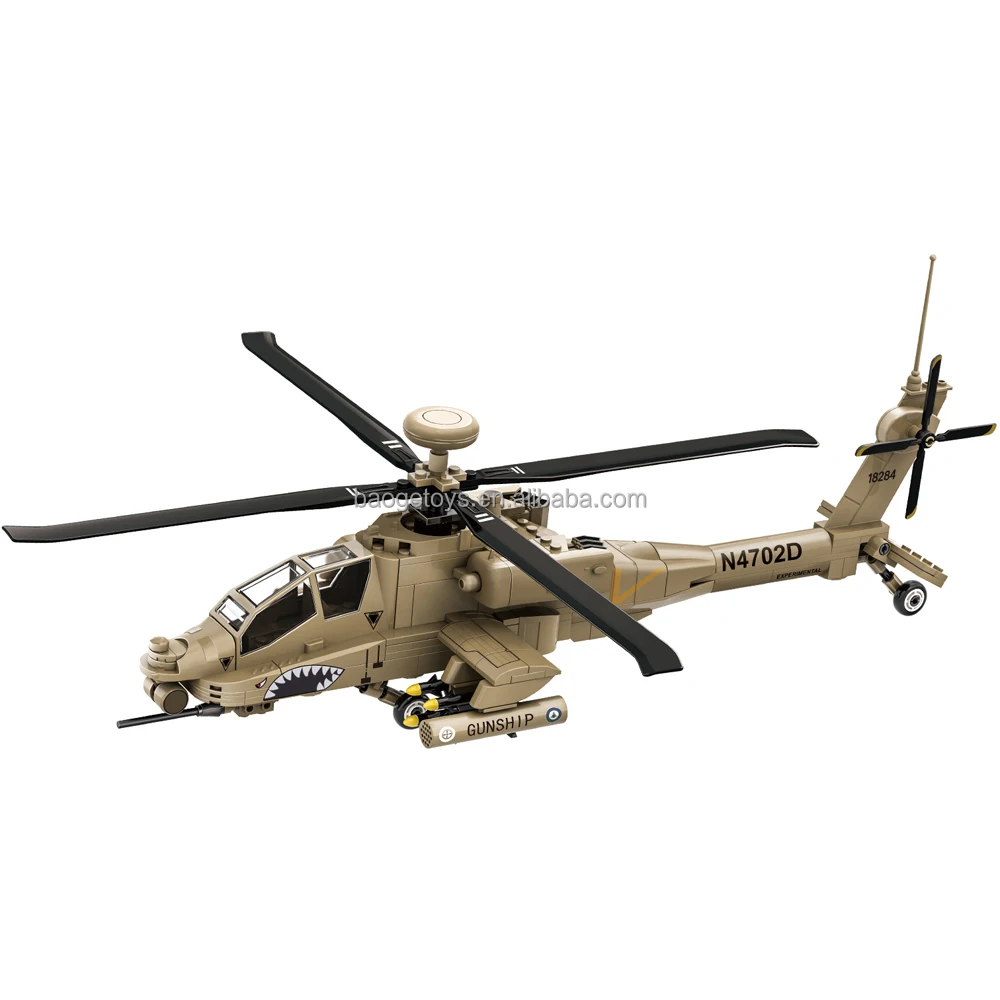 Wange AH-64 Apache ww2 fighter jet military plane building block set