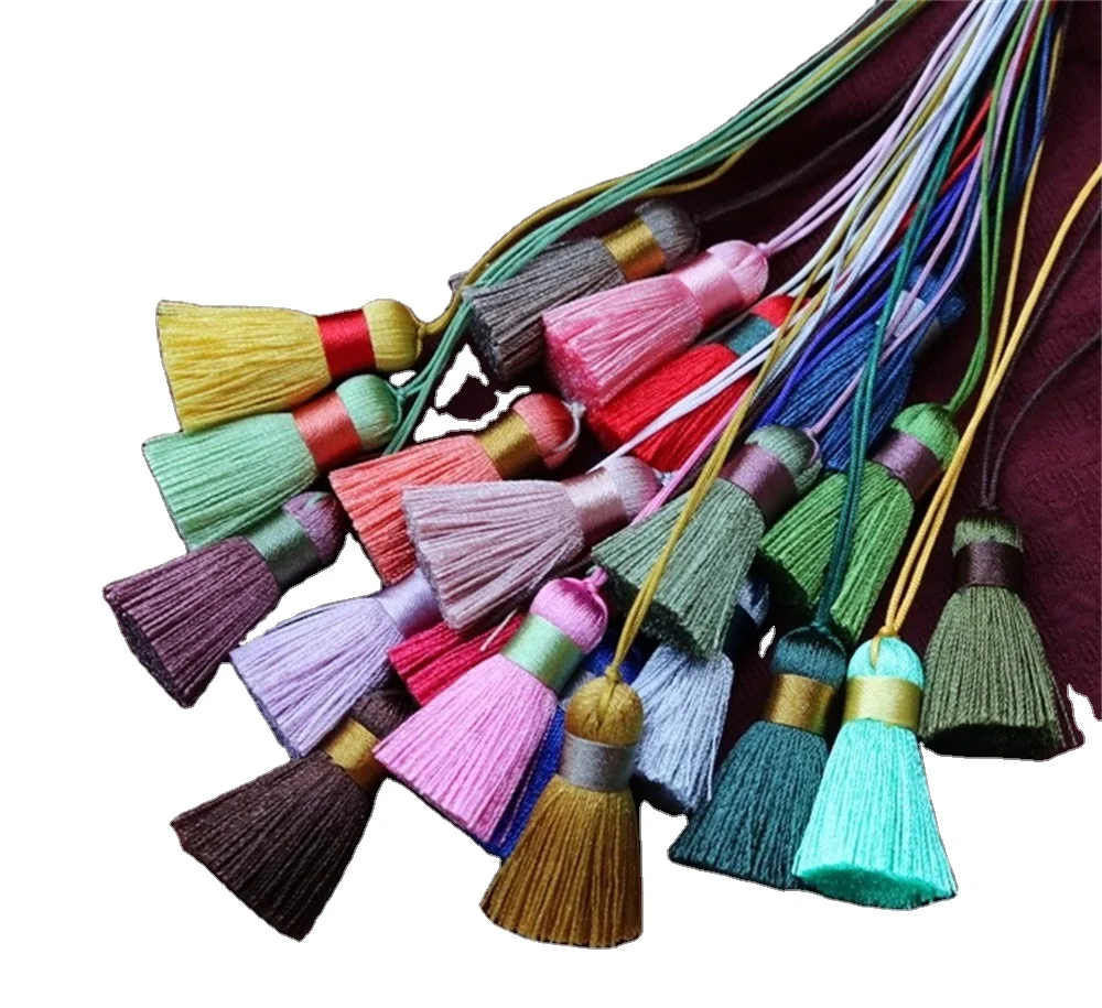 Polyester ice silk 13.5 double-headed long tassels hand-woven rope hanging tassel Polyester Cotton Tassels
