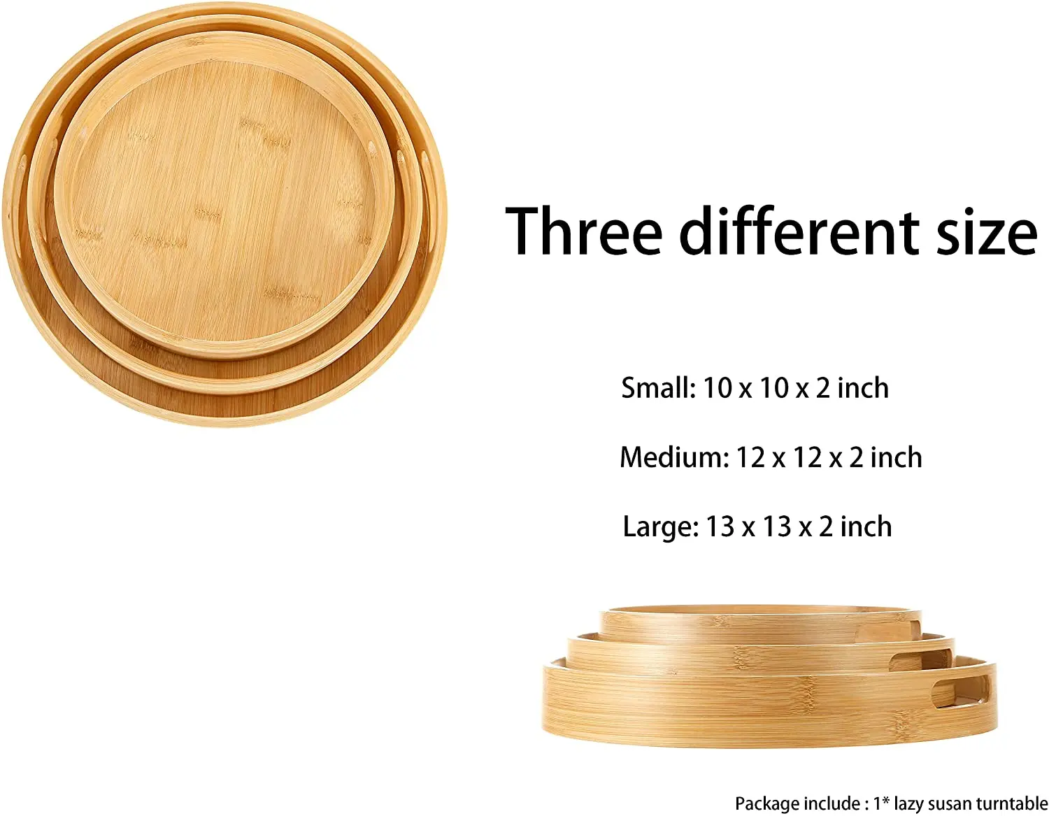 Simple 360 Degree Rotating Tray Bamboo Restaurant Home Kitchen Tabletop Round Lazy Susan Dining Table Serving Turntable