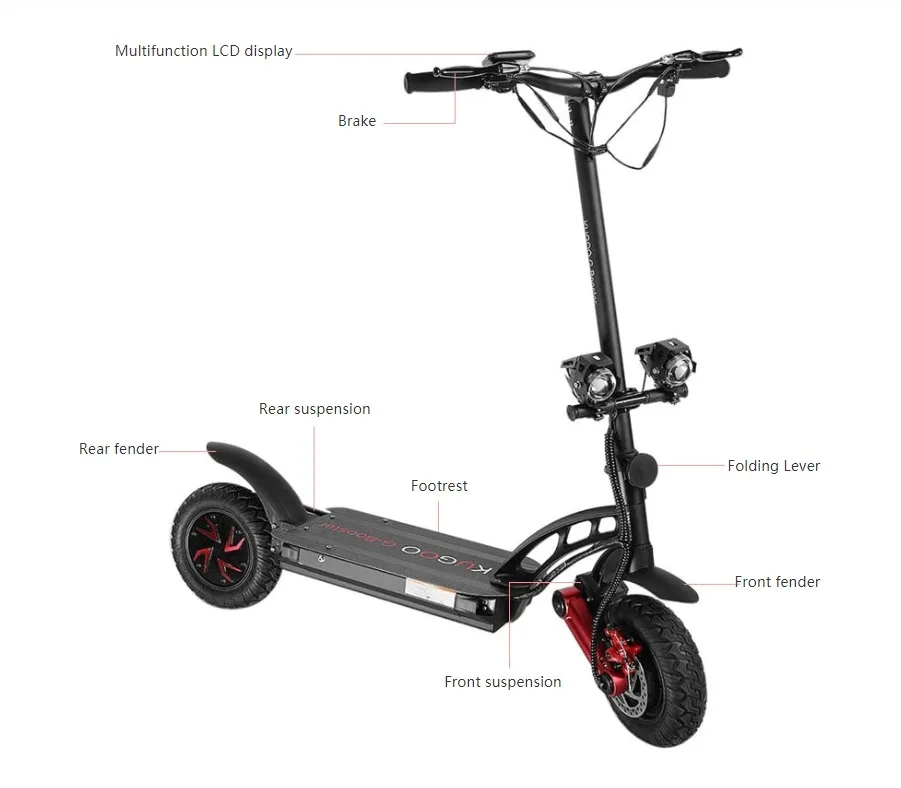 [europe Warehouse] Kugoo G-booster Folding Electric Adult Scooter 48v 23ah 1600w Motor Max 85km 55km/h Fast E Scooter