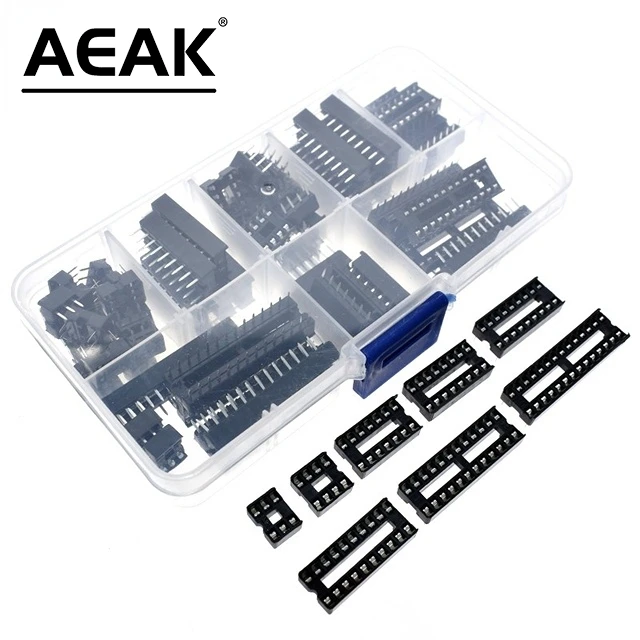 66PCS/Lot DIP IC Sockets Adaptor Solder Type Socket Kit 6 8 14 16 18 20 24 28 40 Pin DIP-8 16-Pins DIP8 DIP16 IC Connector