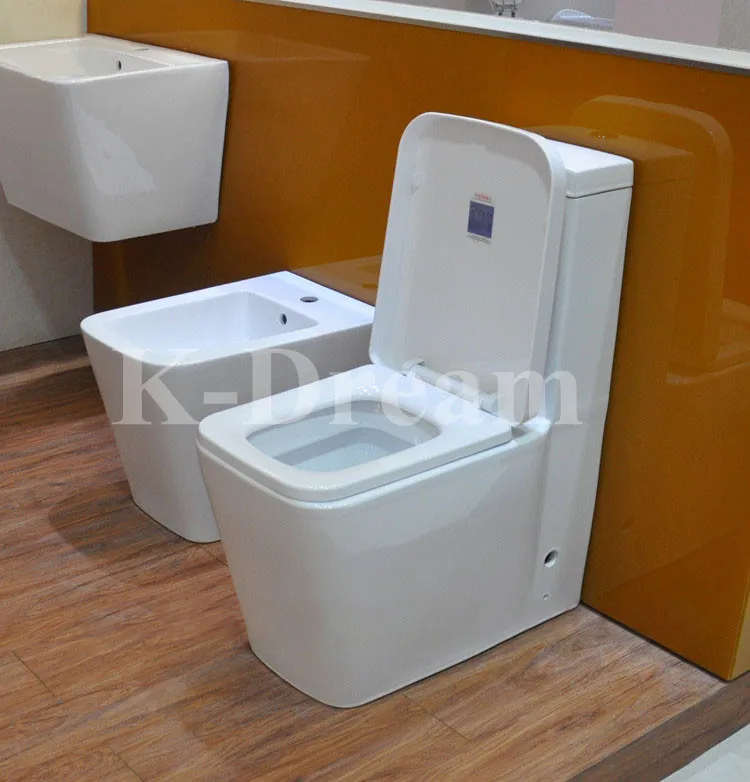 KD-T063P Grace White Glazed Sanitary Ware The Newest Useful Ceramic Bidet Toilet Germany Design One Piece WC with Square Bowl