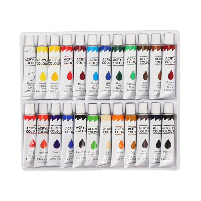 Wholesale 12 24 Colors Gouache Oil Paint Set aluminium tube acrylic paint custom watercolor pigment