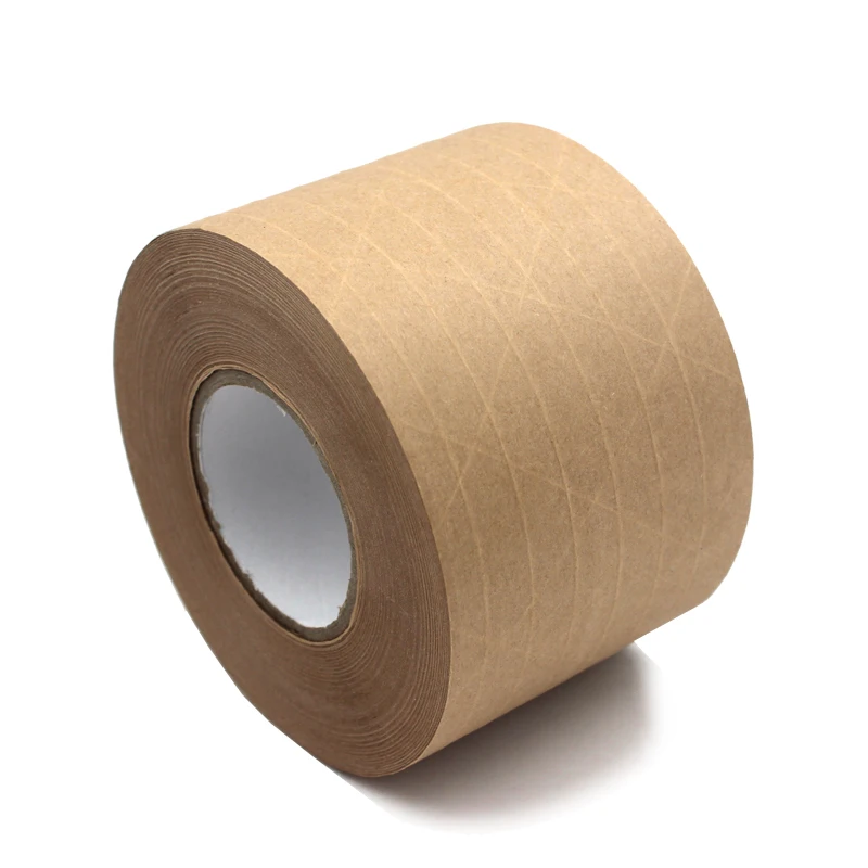 Eco Friendly Biodegradable kraft paper package tape Reinforced Custom Printed Gummed kraft paper tape