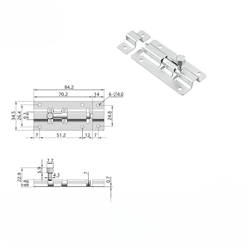 Iron material 3/4/5/6/8/10/12 inches flat door bolt black tower bolt