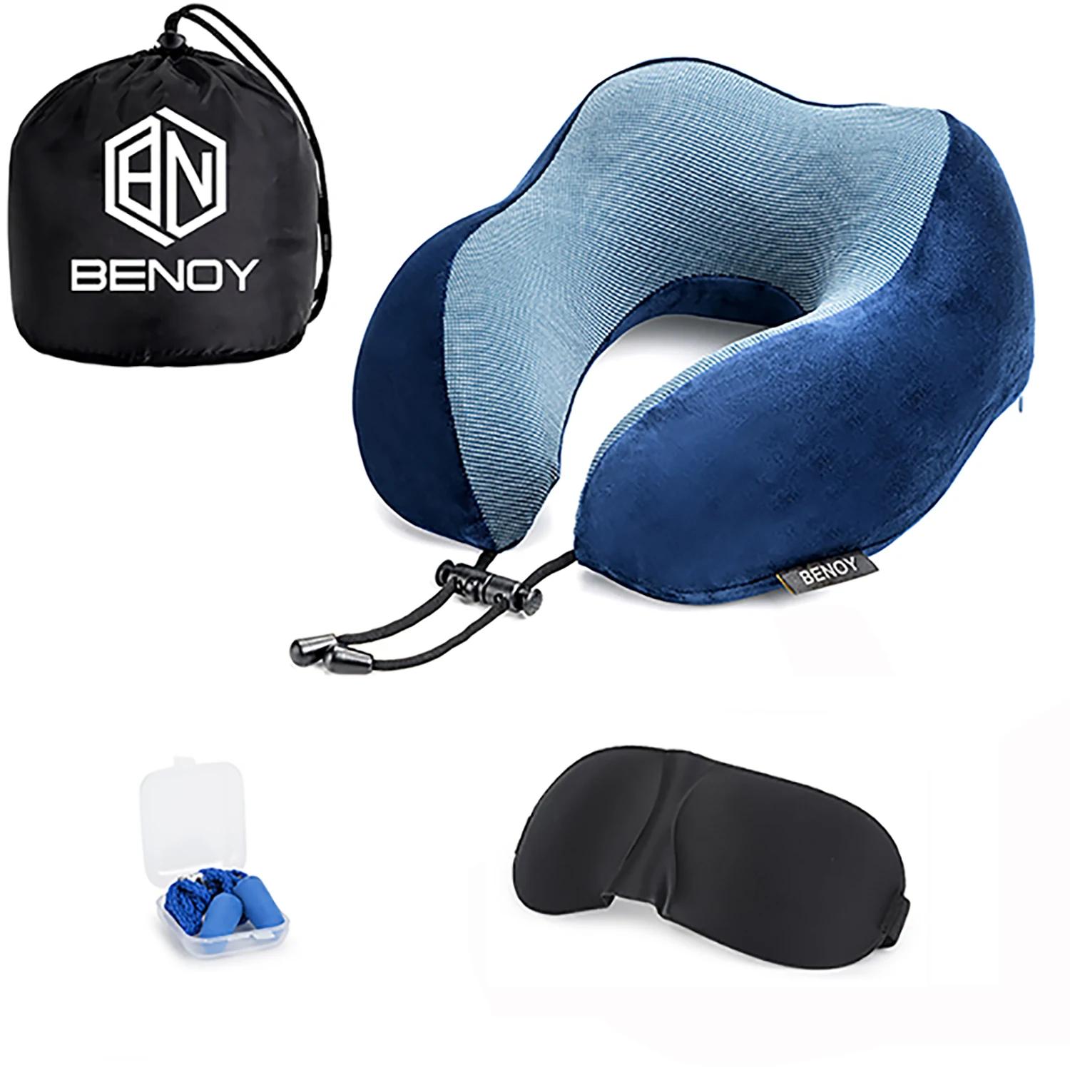 Hot sale Amazon airplane memory foam neck head pillow travel set kit with eye mask