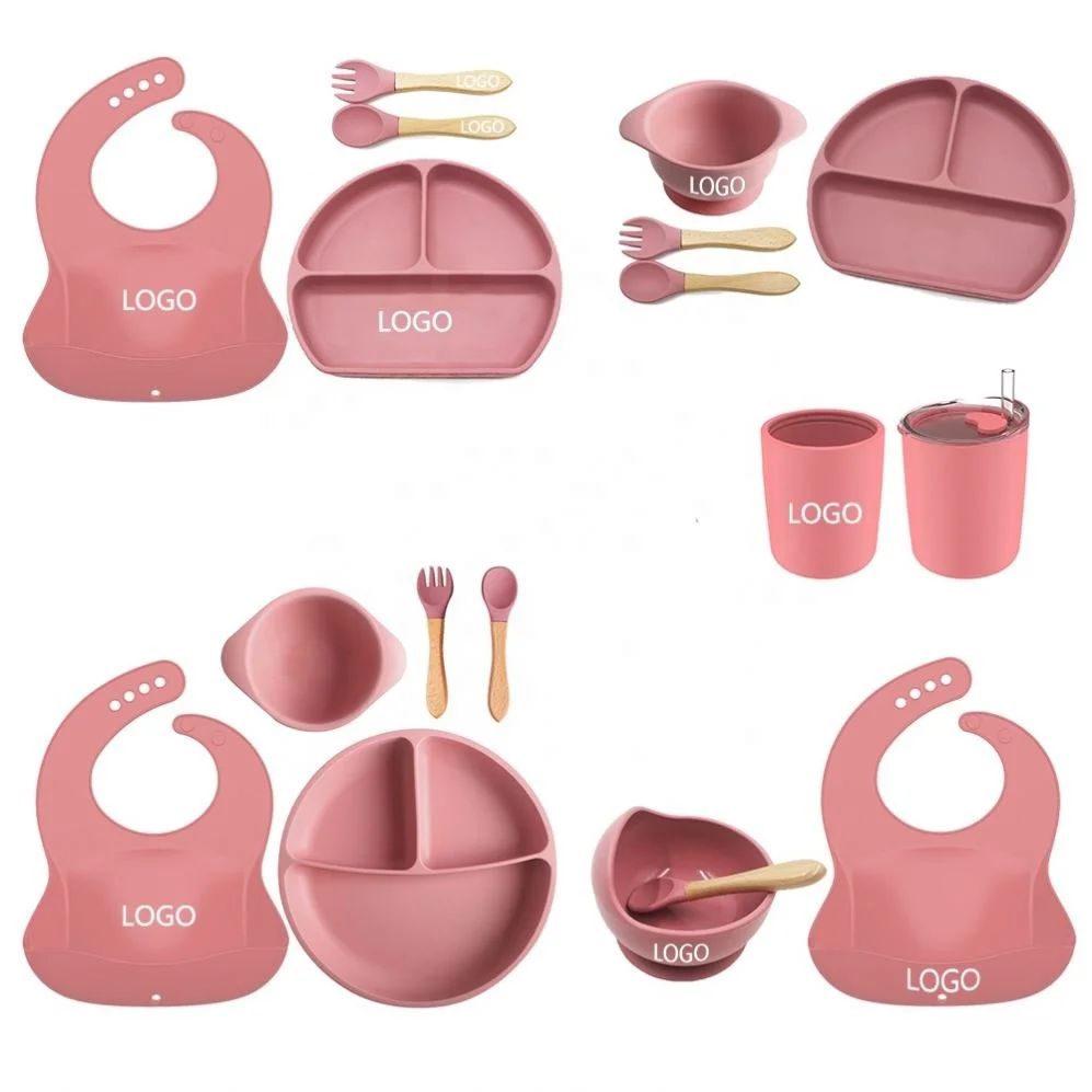 Assiette Pour Bb Enfant Plato De Bebe Baby Silicone Set Bol Silicona Bebe Cutlery Dishes for Child Platos Para Compartment Plate