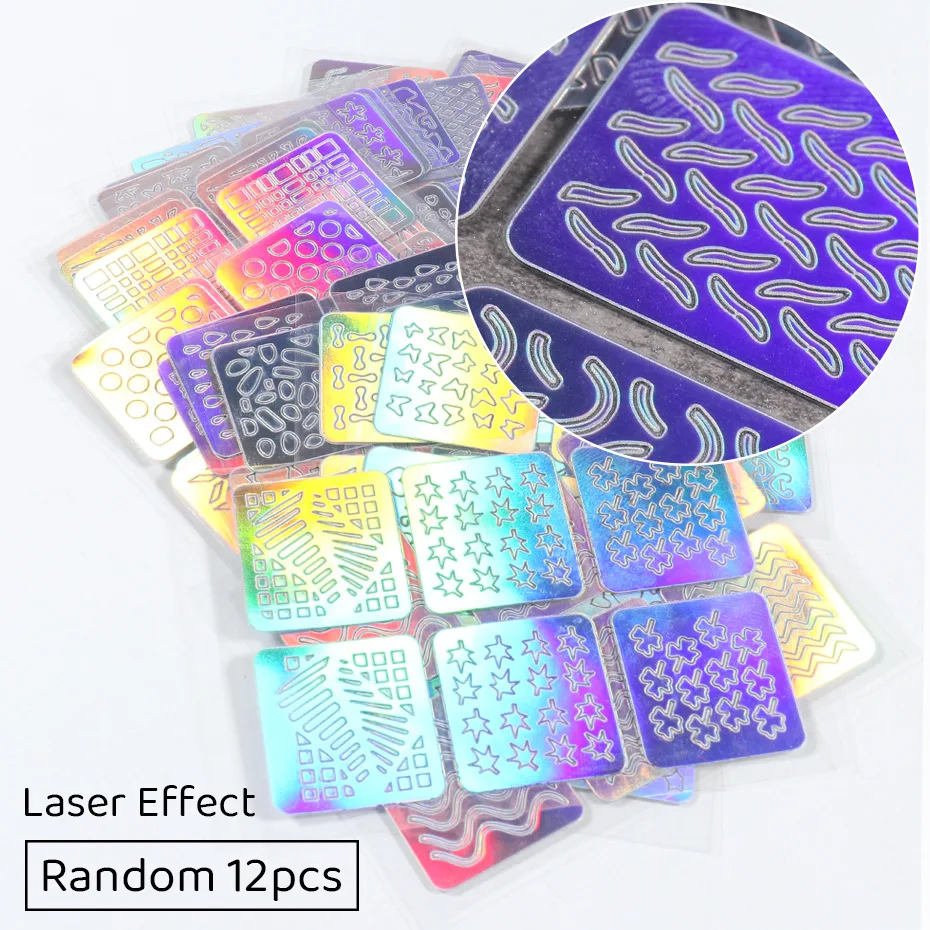 Wholesale 24Pcs Nail Sticker Mixed Design Hollow Laser Sticker Decals Set Hollow Sticker 3D Nail Art Decoration