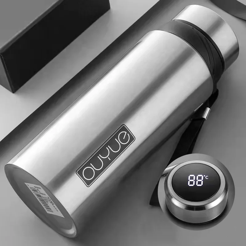 RTS Black Luxury Digital Temperature Display Smart Water Bottle Tea Infuser Stainless Steel Vacuum Flask Thermo With Custom Logo