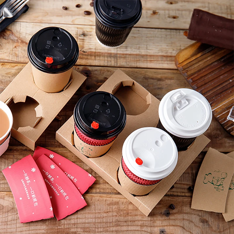 Disposable Hot Sell 8oz 12oz 16oz Customized Coffee Single Double Wall Ripple Paper Cups with Lids