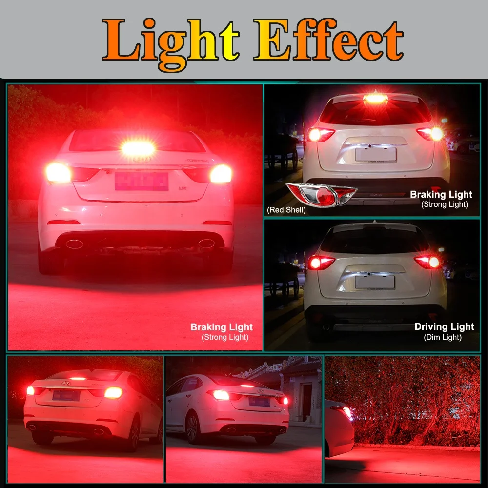 
50000hrs lifespan aluminum design auto brake light w21/5w 7443 led car bulb t20 