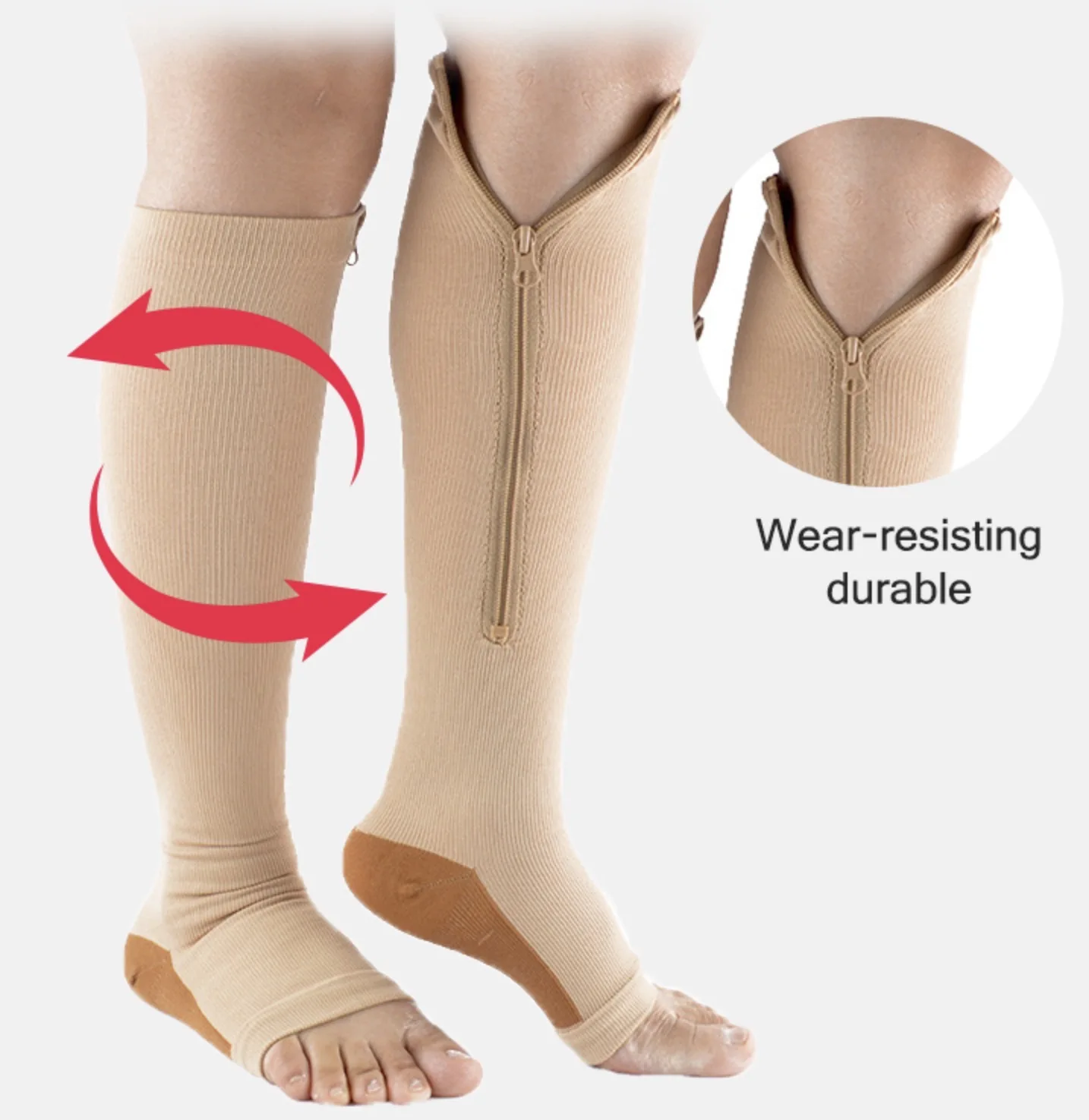 Zipper Nylon Open-toe Tube Men Compression Unisex Lattice College Wind Varicose Veins Women Girl Custom Print Socks Soccer Socks