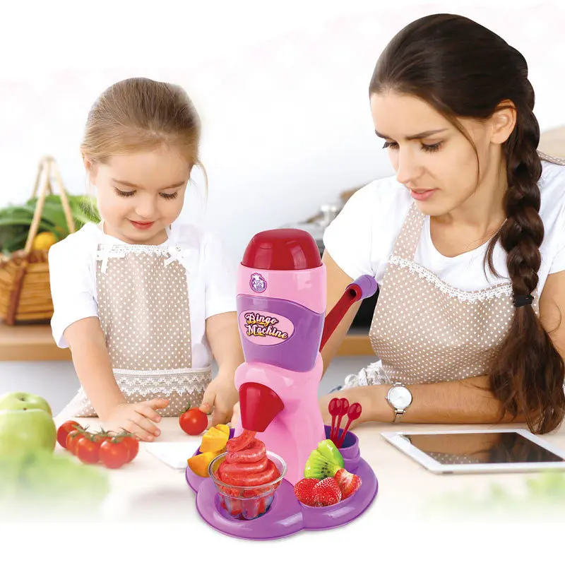 Age 3+ baby girl DIY Cooking Game Pretend Play Plastic Manually Stir Kids Ice Cream Maker Toy