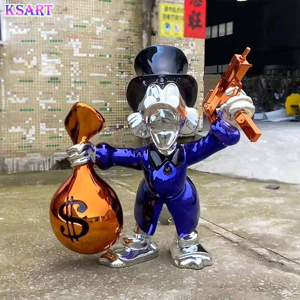 Monopoly resin statue custom chrome plated color cartoon duck sculpture art gallery