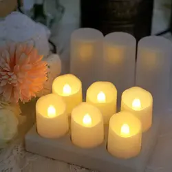 Set of 6 pcs Rechargeable Flameless Candles Tea Lights Flickering Candles with Remote Timer Tea Lights for Decoration