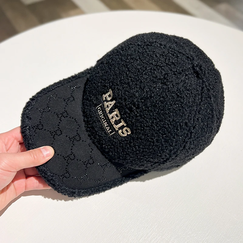 ChanBol Fashion Plush cashmere keeps warm knitted hat winter skully beanie silk lined beanie custom peaked cap women