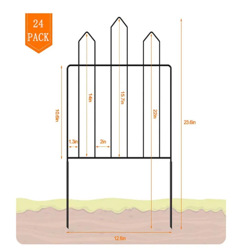 US 25 Piece 24 Panels Garden Fence Rust Proof Metal Without Digging Animal Barrier Flower Bed Fencing For Yard Landscape Patio