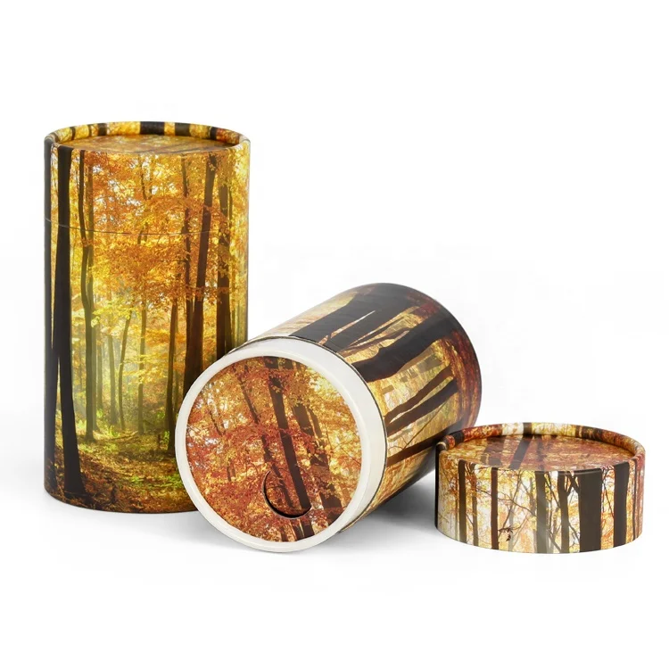 Biodegradable colorful sieve paper tube sustainable casket coffin pet cremation ashes urn