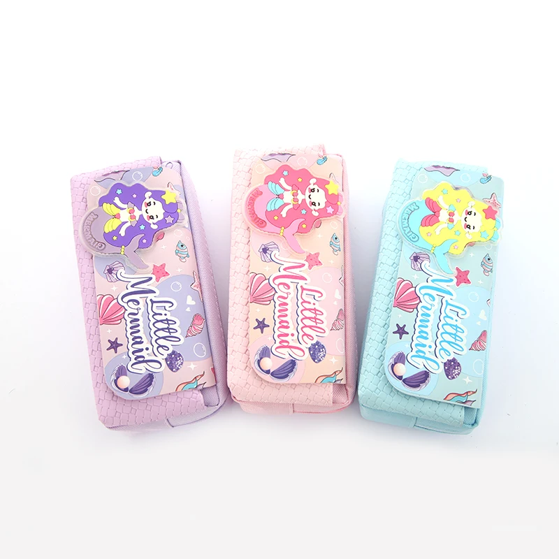 beautiful little mermaid  cartoon style fabric stationery pencil cases used in offices school for girl