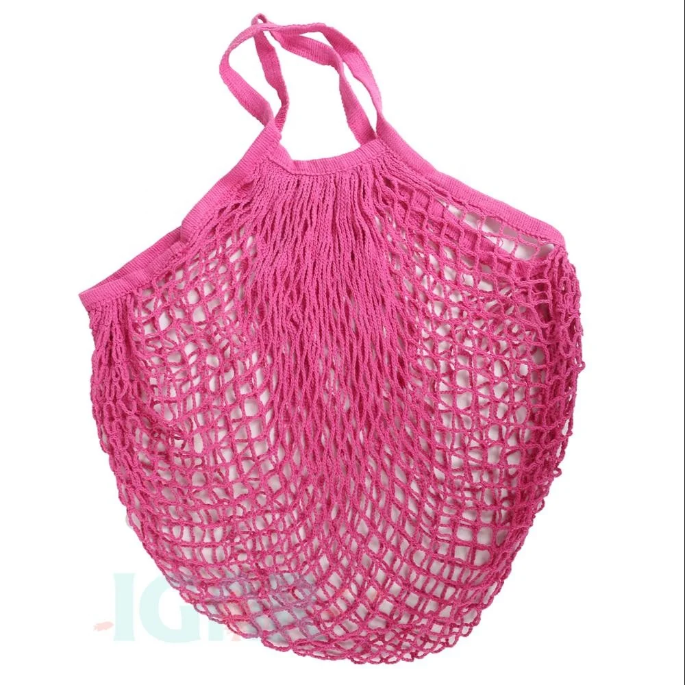 Eco-frindly Cotton Mesh Reusable Grocery Bags Net Shopping Bag With Customize Logo Printing Fashion Colorful Organic Cotton