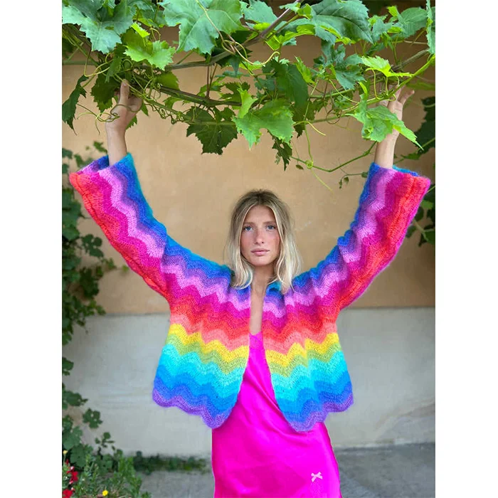 2024 Ripple Design Vintage Knitted Ladies Oversized Wool Cardigan Custom Mohair Knit Plus Size Women Sweater