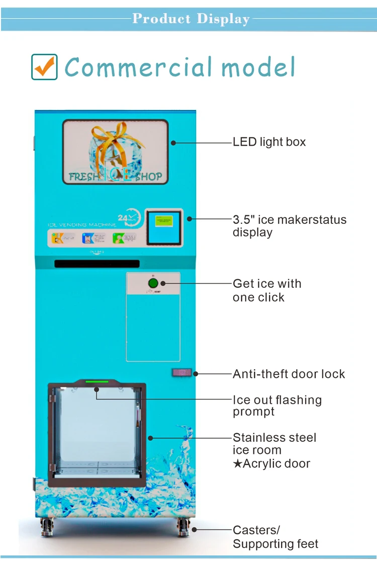 Coin operated Ice cube and water vending machine with Automatic bagging