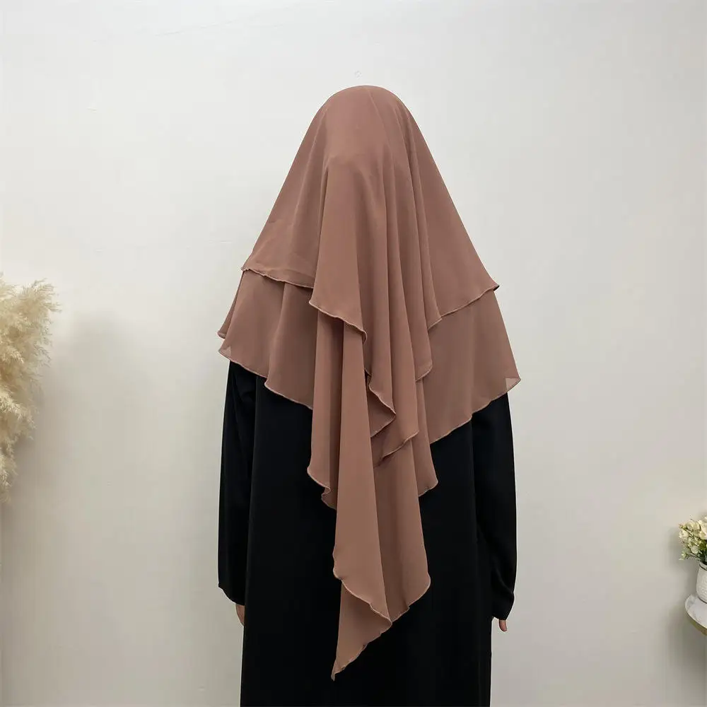 High Quality Islamic Clothing Muslim Hijab Jilbabs 2 layer Overhead Scarf Women Burkha Muslim Abayas Hijab