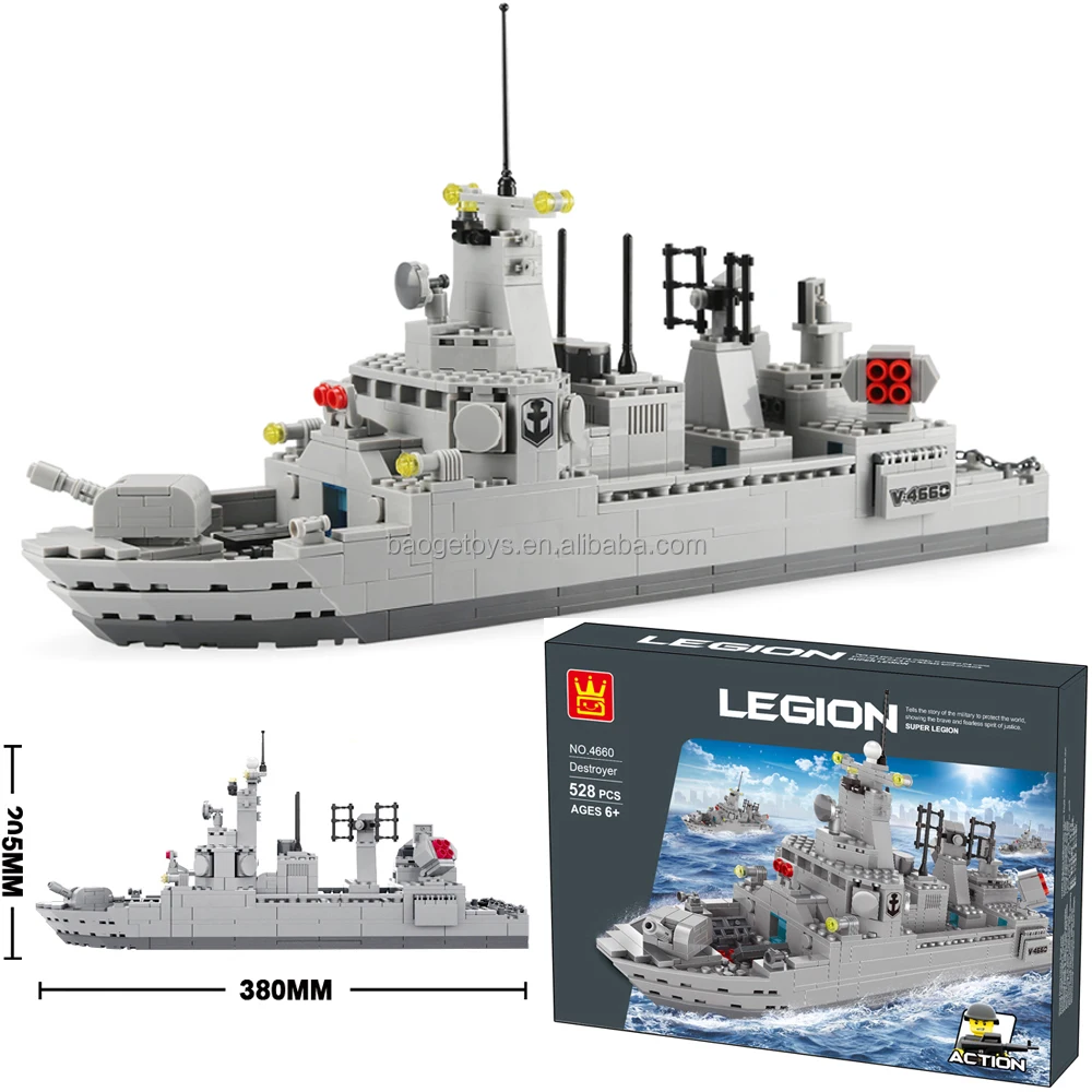 Wange Plastic legous battleship warship brick Building Blocks Destroyer Model Toys For Military ships Enthusiast Boys Children