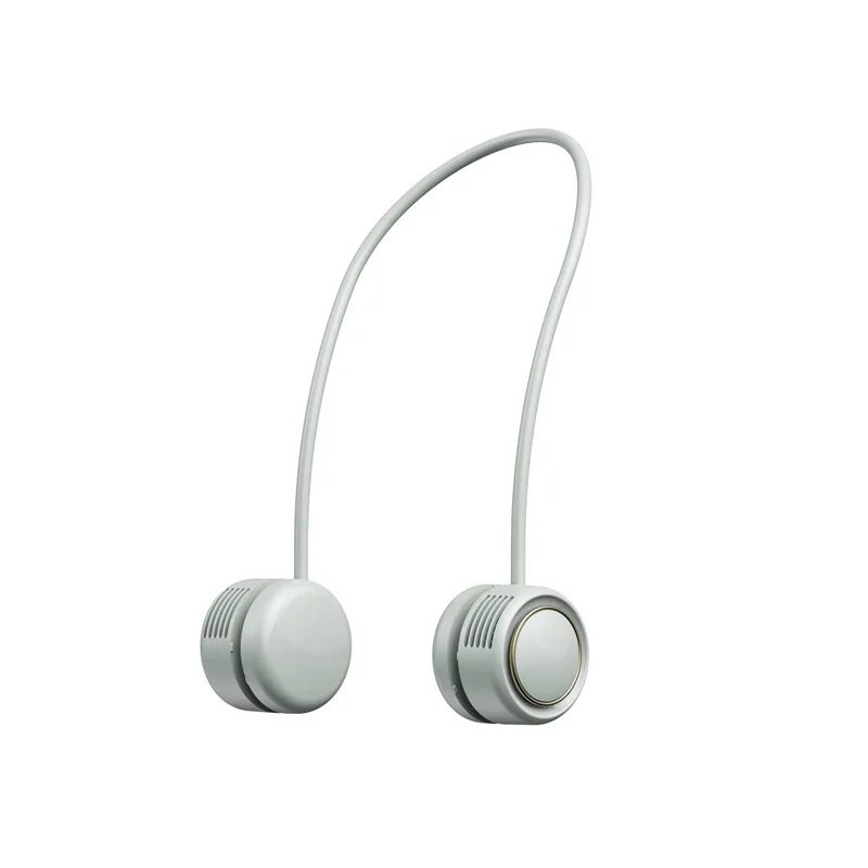 Wholesale bladeless foldable neck fan  mini ABS Low noise mute USB rechargeable air cooling cordless portable fan