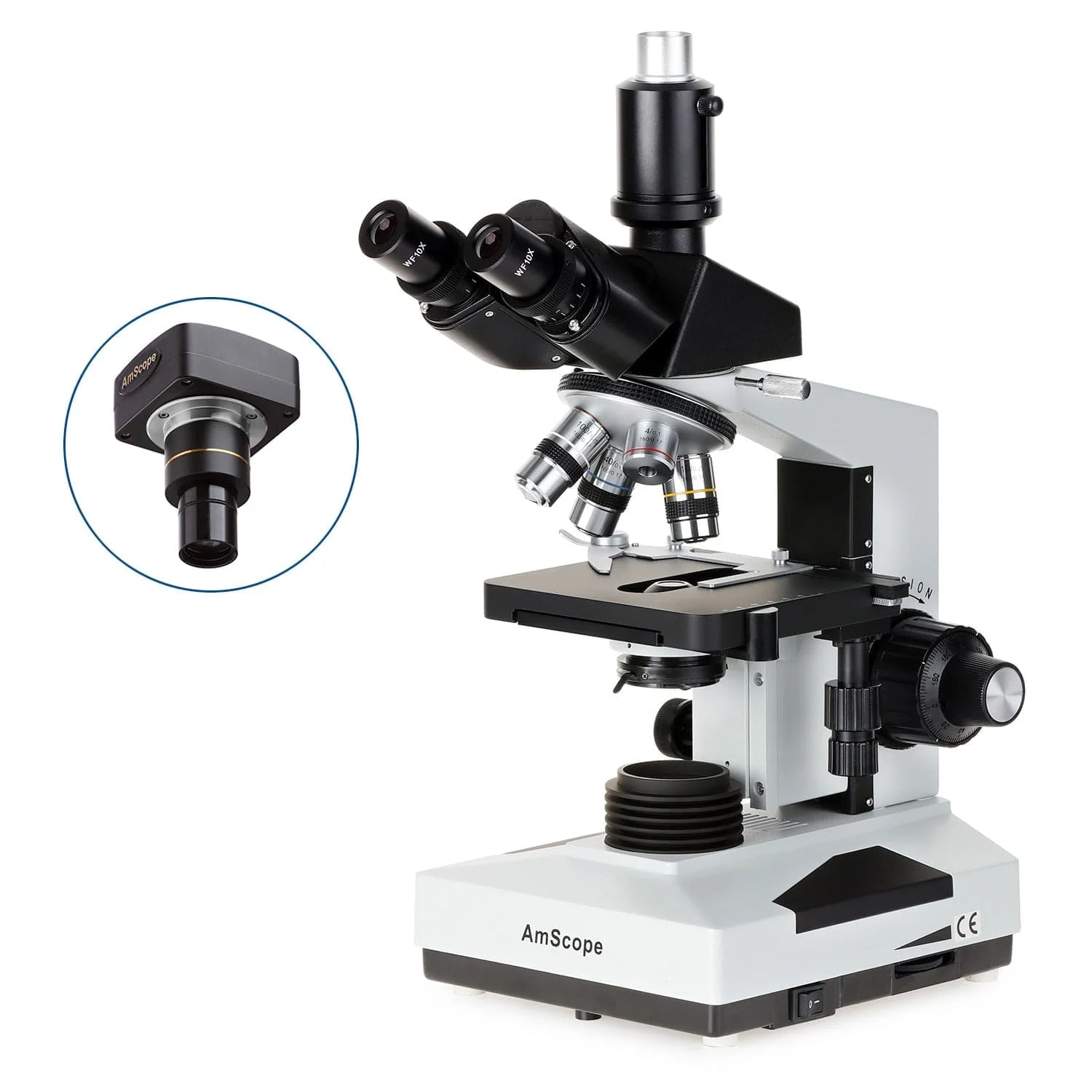 AmScope 40X-2000X Trinocular Biological Compound Microscope w/3MP USB 2.0 C-mount Camera