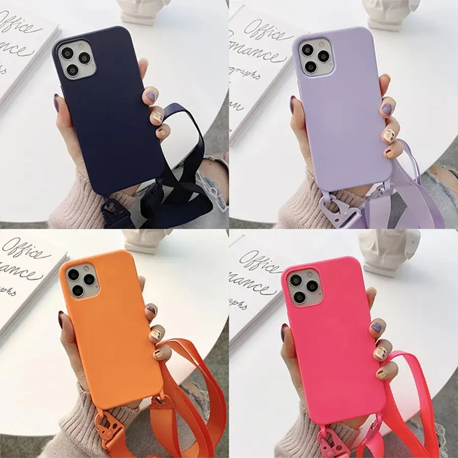 Soft Silicone Necklace Lanyard Crossbody phone case with crossbody strap for phone case vivo phone 11 pro14 Pro Max