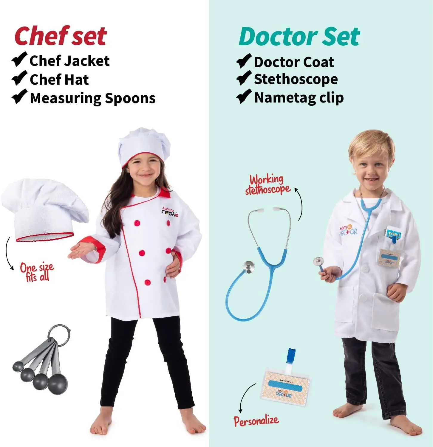 Kids uniform party fancy dress costumes Washable children role play costume for age 3-7 dress up and pretend play toy gift set