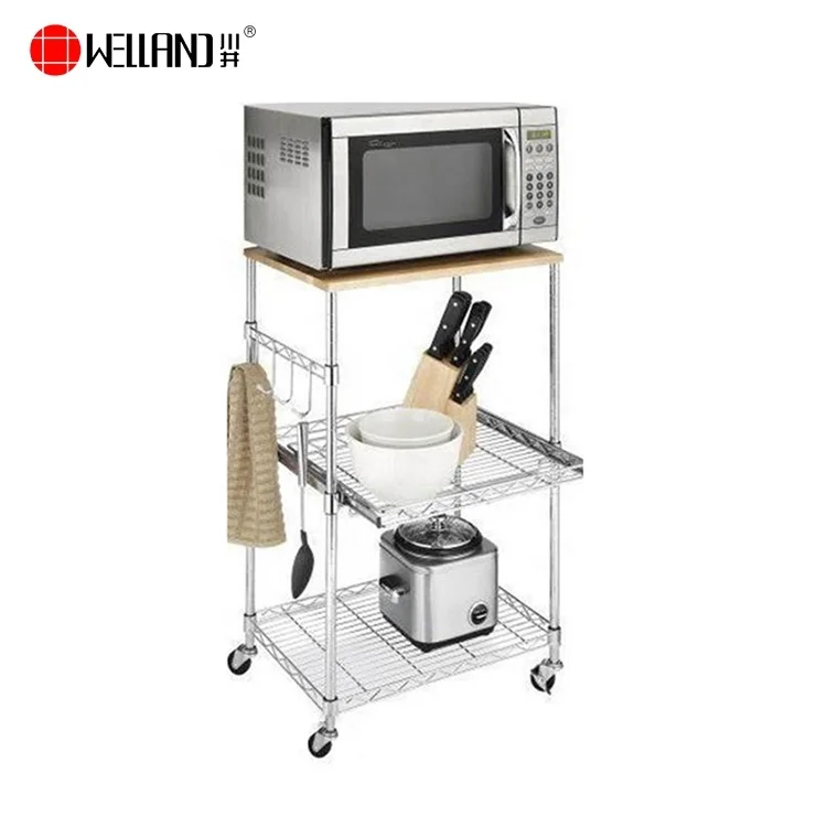 DIY 3 Tiers Kitchen Furniture Metal Storage Trolley Cart