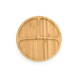 Cute Panda Shape Bamboo Dinner Plate With Silicone Suction Cup Base