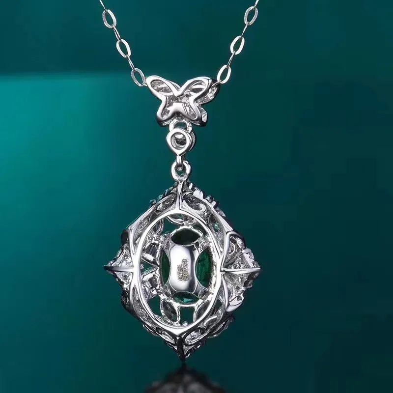 SGARIT custom fine jewelry Zambia 18k gold 0.72ct natural vivid green emerald necklace pendant necklace women natural gemstones