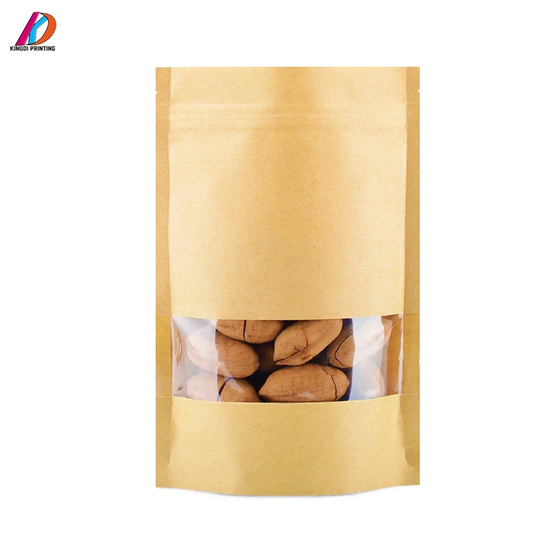 Factory supply custom kraft paper packaging bag stand up pouch with window