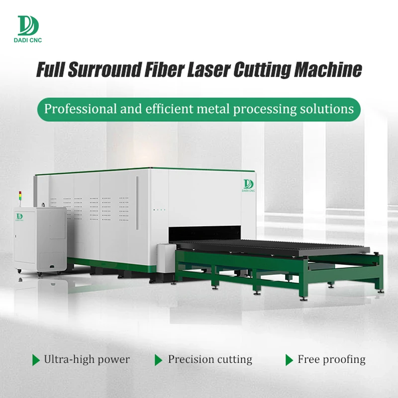 New Enclosed Fiber laser cutting machine With Exchange Table for steel cooper aluminium Fiber Lazer Cutting Machine