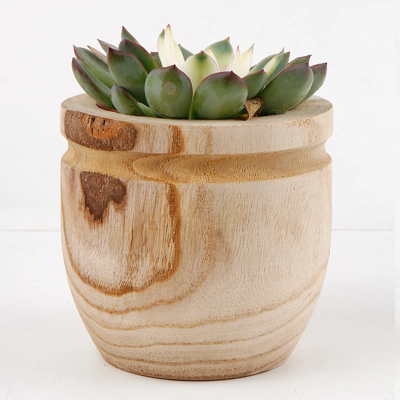 Decorative Round Wooden Indoor Planters Natural Wood Plant Pots ,Decor Home And Hotel Room And Garden table Pots