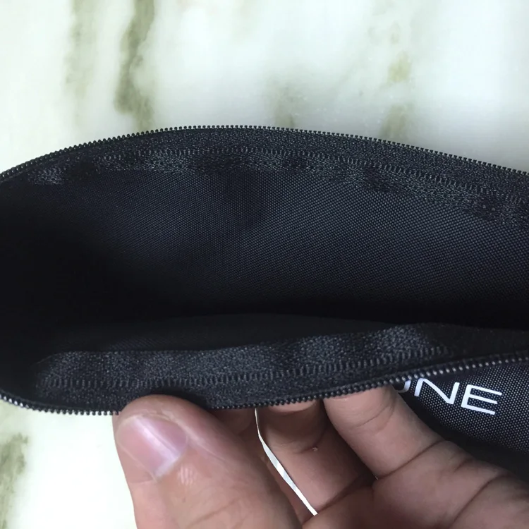 Wholesale Custom Polyester Black Silicone Makeup Tool Pencil Zipper Pouch Portable Travel Toiletry Cosmetic Canvas Zipper Bag