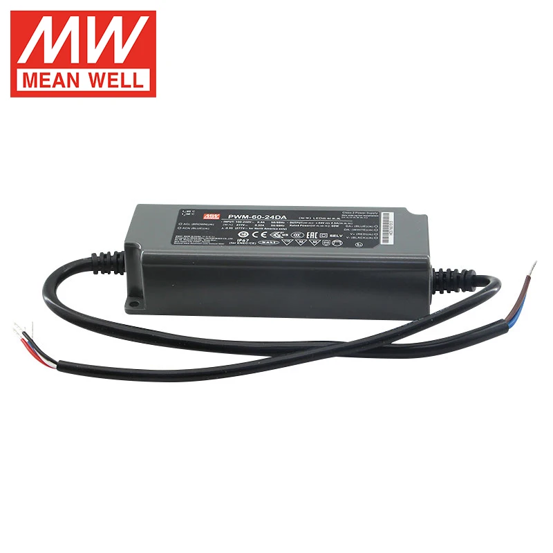 Mean Well PWM-60-24DA 60W 2.5A 24V Mean Well DALI LED Driver PFC Function Plastic Housing LED Driver Power Supply