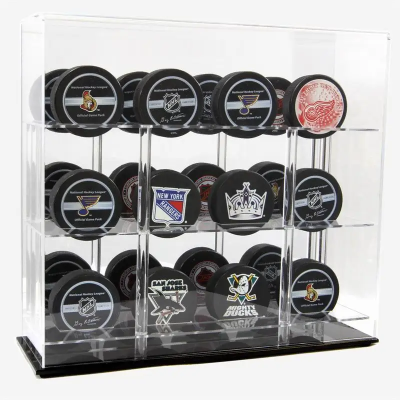 VONVIK  12 Acrylic Hockey Puck Display Case  with Black Base