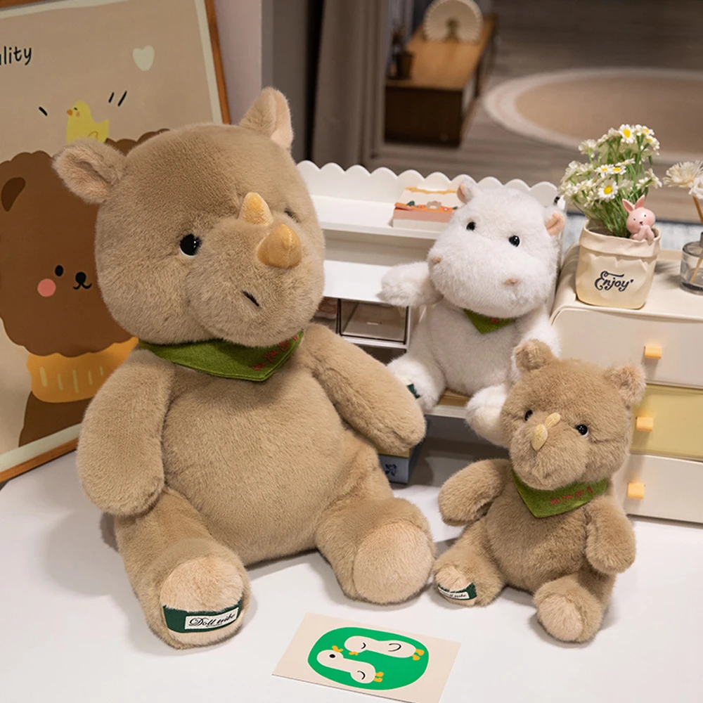 Kawaii Lifelike Wild Animal Stuffed Rhino Toys Cozy Hippo Plush Dolls Customized Design Personalized Logo Embroidery ISO Factory