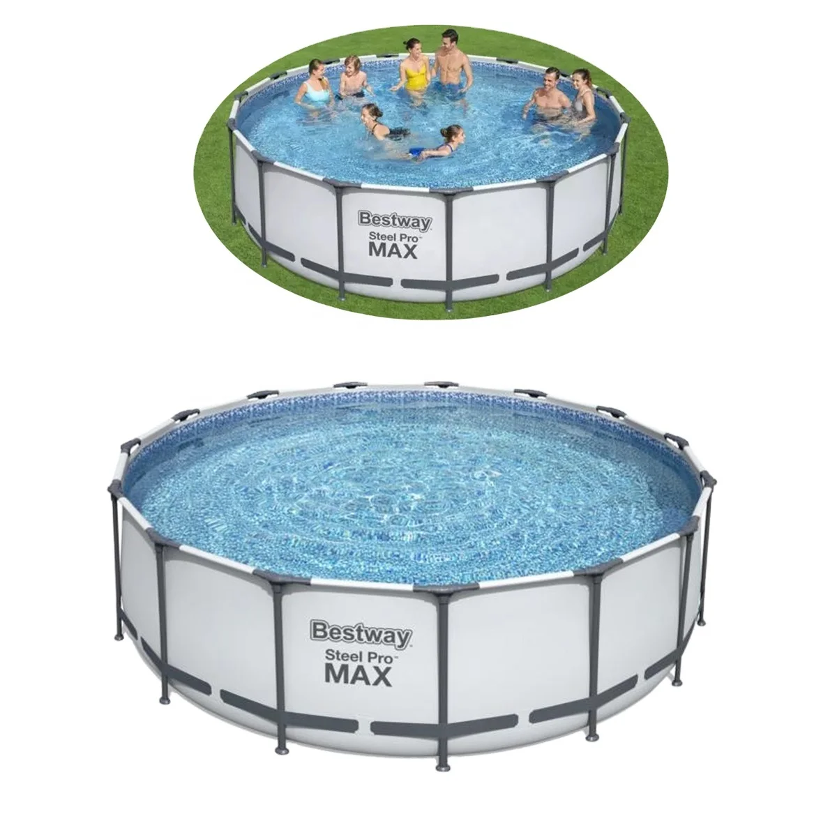 Bestway 56438 STEEL PRO MAXTM PACKAGING 15 ft. x 48 in. / 4.57 m x 1.22 m Round Frame Swimming Pool for adults