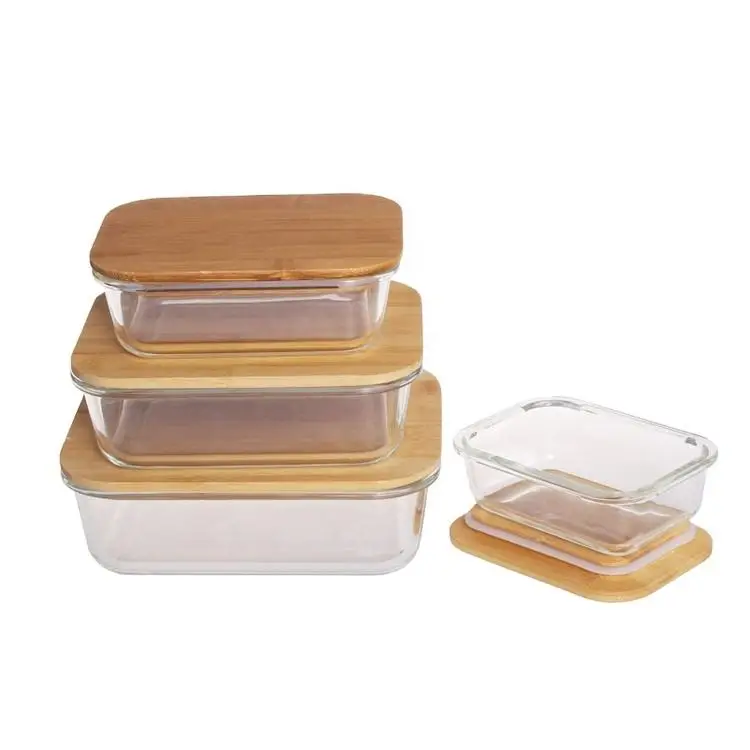 Food containers storage jars high quality packaging airtight set bpa with bamboo lid